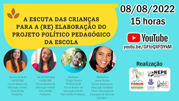 Live: A Escuta das Crianças para a (Re)Elaboração do Projeto Político Pedagógico da Escola