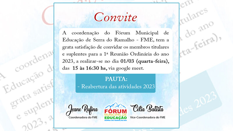 1ª Reunião Ordinária do do FME – 2023