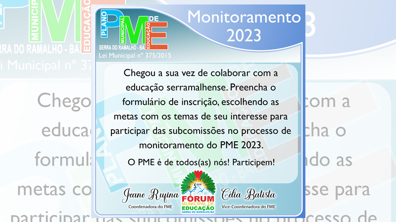 Inscrições para participarem das subcomissões do PME 2023