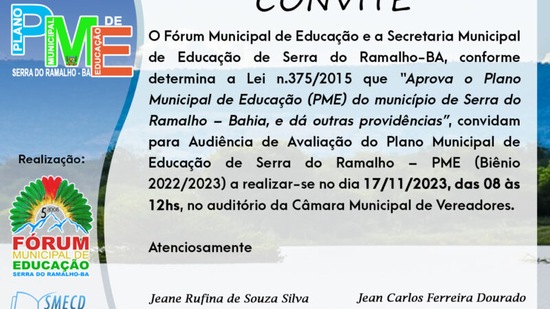 Convite: Audiência de Avaliação do PME – 2022/2023