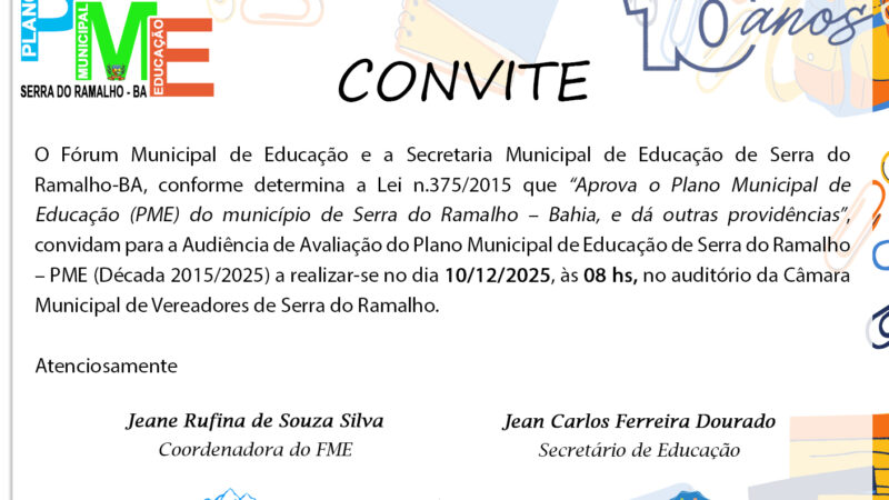 Convite – Audiência Pública de Avaliação do PME – 2015-2025