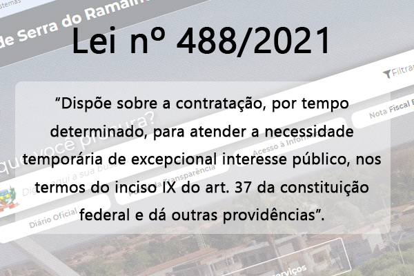 Prefeito Municipal de Serra do Ramalho sanciona Lei que permite contratações temporárias